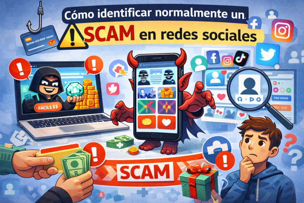 infografia scammers redes sociales atibot seguridad digital estudiantes