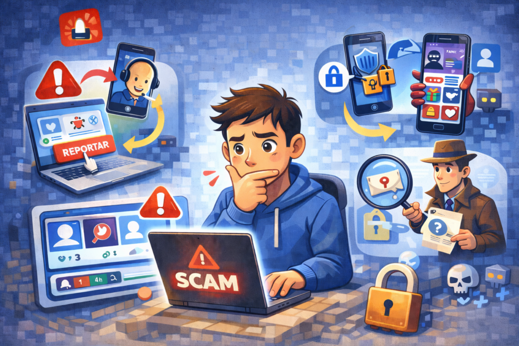 infografia scammers redes sociales atibot seguridad digital estudiantes